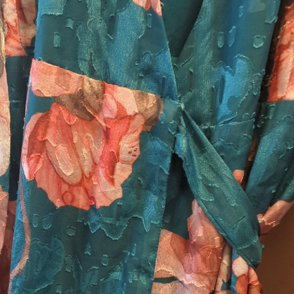 Anthropologie Hutch Lindie V-Neck Maxi Wrap Dress Puff Bishop Sleeves Small - Picture 7 of 11